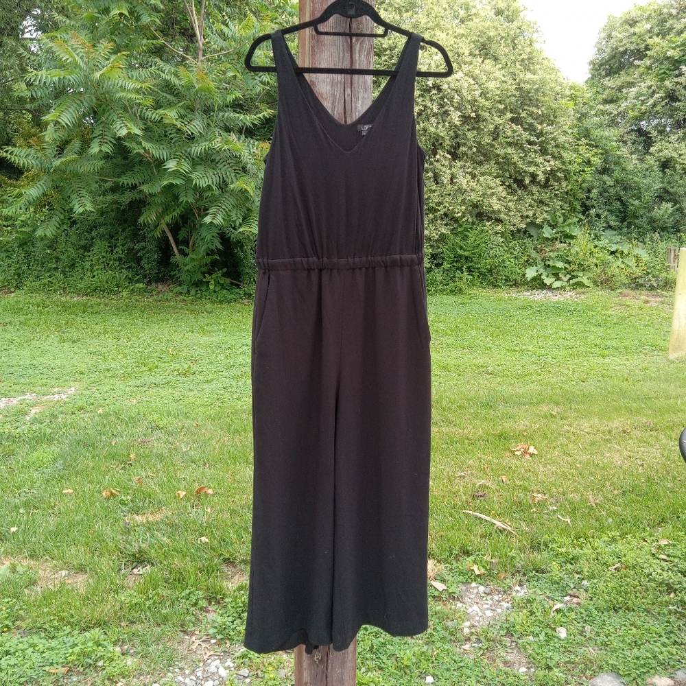 Loft Black Vneck Wide Leg Jumpsuit Medium - Picture 3 of 6
